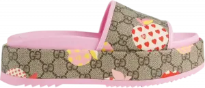 Сандалии Gucci Wmns Rubber GG Slide Les Pommes, коричневый