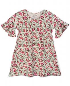 Платье для девочек из органического хлопка, произведенного в соответствии с принципами справедливой торговли Mightly, Folk floral