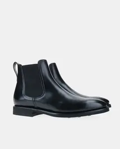 Мужские черные кожаные ботинки челси на резиновой подошве Yanko, черный