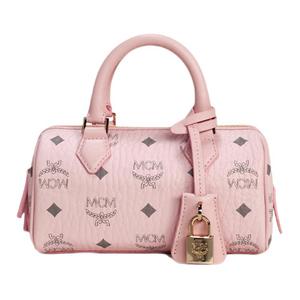 MCM Кожаная сумка кроссбоди мини женская светло-дымчато-розовая