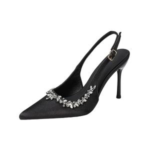 Luji Тонкие каблуки на шпильке женские черные высота 9 см, цвет Black 9cm