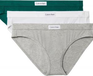 Женские трусики-бикини Calvin Klein Comfort Logo из хлопка и стретч-хлопка, 3 пары, Grey Heather/White/Turf