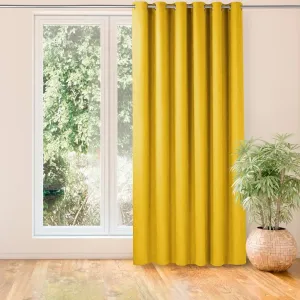 Штора из шенилла Милана с системой подвешивания на серебристых люверсах - непрозрачная, 220 x 300 см (Ш x В), горчично-желтая HOMEDE