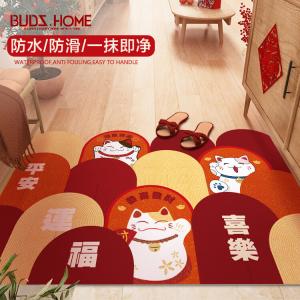 Budis Ковер 140х200 см из ПВХ, водонепроницаемый и нескользящий, для прихожей, дизайн "Китайский Новый год", моющийся