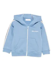 Толстовка с капюшоном и полосками Palm Angels Kids, синий