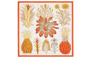 HERMES Шёлковый шарф, Ivory White/Orange/Gold Beige