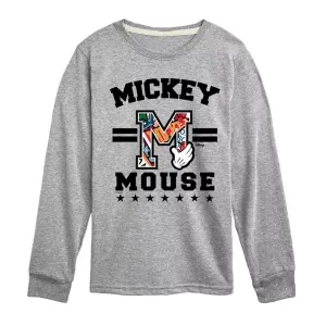 Футболка с длинным рукавом и принтом Микки Мауса для мальчиков 8-20 лет Disney, серый