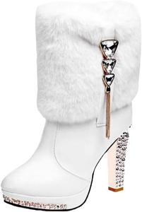 Женские теплые и удобные ботинки с резиновой подошвой, обладающие отличной износостойкостью. Fusecottc, White