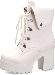 Женские ботильоны на платформе с высокими каблуками MRKEWUNEY, 67 Weiß