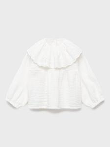 Детский топ с воротником бабидолл из хлопка Mango, Natural White