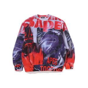 Бейповский свитшот с оверпринтом, расслабленный крой A BATHING APE, мультиколор