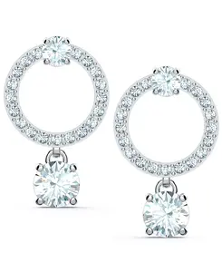 Серьги-Подвески с серебристыми кристаллами в форме круга и подвески Swarovski, crystal