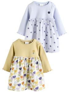 Платье Next, пыльно-синий/лимонный