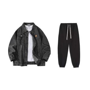 BRUMAIRE Джинсовая куртка унисекс, Gray Top+Black Pants