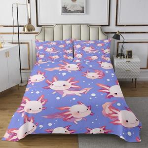 Erosebridal Комплект постельного белья Axolotl с мультяшными саламандрами в морском стиле для девочек, Purple Pink