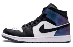 Jordan Air 1 устойчивые к истиранию мид-топ винтажные баскетбольные кроссовки unisex черный синий фиолетовый