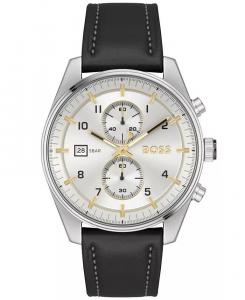 Мужские кварцевые модные часы Skytraveller Chrono, черные кожаные часы, 44 мм Hugo Boss