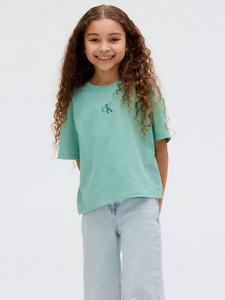 Детская хлопковая футболка с круглым вырезом Calvin Klein, Tickled Green