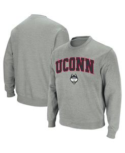 Мужской свитшот с круглым вырезом с логотипом и аркой UConn Huskies Heather Grey UConn Colosseum