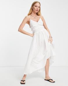 Платье миди цвета слоновой кости со сборками и сборками Topshop