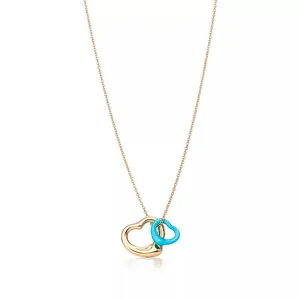 Колье Tiffany & Co. x Elsa Peretti Open Heart, золото/бирюза
