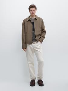 Куртка из смесовой шерсти с карманами Massimo Dutti, greenish