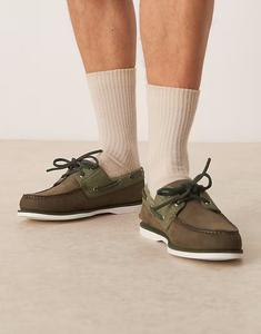 Туфли-лодочки Timberland с двумя люверсами из темно-зеленого нубука