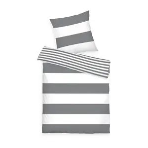 Двустороннее постельное белье TOM TAILOR HOME» Siena в размерах. 135х200, 155х220, 200х200, 200х220 см", постельное белье в полоску из хлопка, постельное белье с двусторонним видом, серый