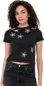 Alice + Olivia Женская Кроп-Футболка Cindy Classic с Кристальными Вырезами-Звездами