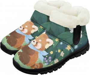 Детские зимние ботинки для девочек и мальчиков, теплые обувь с меховой подкладкой, противоскользящие модные ботильоны Chririnla, Funny Red Panda