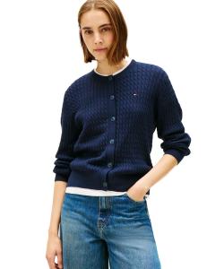 Кардиган с круглым вырезом и косами