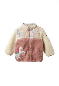 Двусторонняя флисовая куртка стандартного кроя с аппликацией Jojo Maman Bébé, Pink Floral Unicorn