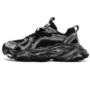 Винтажные баскетбольные кроссовки мужские низкие серо-черные FACKRAM, черные с флисовой подкладкой