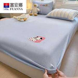 Fuanna Простыня на резинке 200х220 см, зимняя утепленная, молочный бархат, цвет Cream Blue