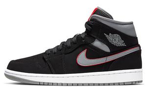 Jordan 1 Mid Black Particle Grey Gym Red