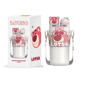 Кружка для напитков Strawberry Power Girl с двойным носиком, милая термокружка, практичная термокружка 500ml для студентов Disney, красный