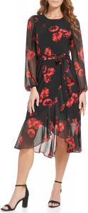 Женское платье-трапеция с длинными рукавами от Tommy Hilfiger, Black/Scarlet