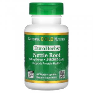 California Gold Nutrition, EuroHerbs, экстракт корня крапивы, качество Euromed, 250 мг, 60 растительных капсул