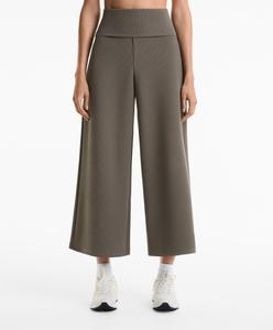 Широкие брюки со складывающейся талией в рубчик Oysho, цвет Charcoal