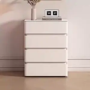 Yu Senyi Комод 60х40х80 см для спальни из массива дерева с кожаными вставками, 4 ящика, полностью собран