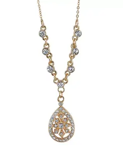Ожерелье-Капля с золотистыми кристаллами и филигранной отделкой, регулируемое, 16 дюймов 2028, gold