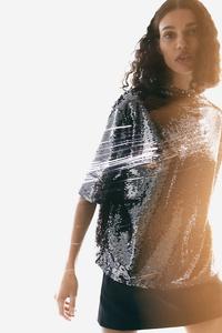 Рубашка с пайетками H&M, серебряный