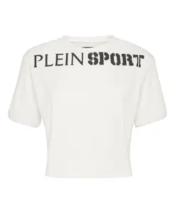 Укороченная футболка, круглый вырез, размер SS Plein Sport, белый