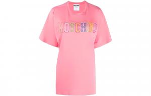 Футболка с вышитым логотипом Moschino, розовый