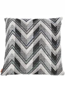 Полосатая подушка с нашивкой-логотипом Missoni Home, серый