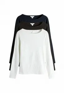 Комплект из 3 футболок с длинными рукавами и текстурированной поверхностью, стандартного кроя. The Set, Navy Chocolate Brown White