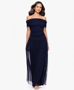 Женское длинное платье-футляр с открытыми плечами Betsy & Adam, Navy