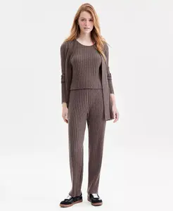 Женский длинный кардиган в рубчик из 100% кашемира, свитер без рукавов и брюки-карго Charter Club, черный