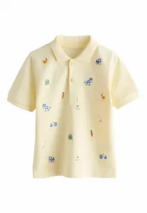 Поло с коротким рукавом и вышивкой по всей поверхности, стандартного кроя. Next, Yellow Farm