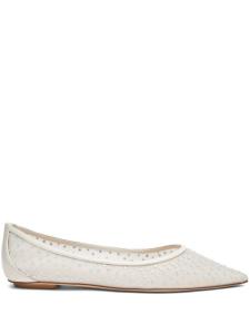 Stuart Weitzman балетки Emilia из сетчатой ткани, украшенные кристаллами, белый